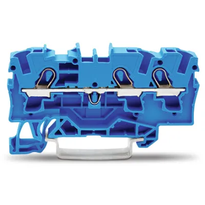 WAGO Durchgangsklemme 3-Leiter 2004-1304 | Reihenklemme 0,5-4 mm² | Push-in CAGE CLAMP | 32A | 800V | TH35 | blau