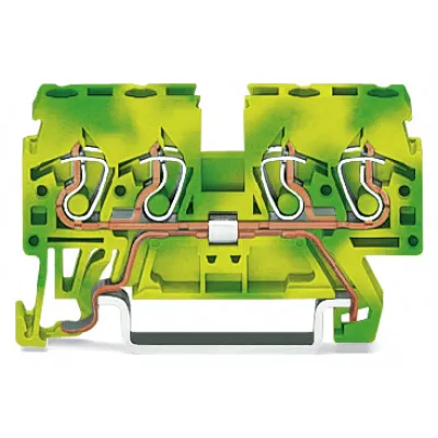 WAGO Schutzleiterklemme 870-837 | 4-Leiter | CAGE CLAMP® | 2,5 mm² | Hutschiene TH35 | 1 Etage | grün/gelb