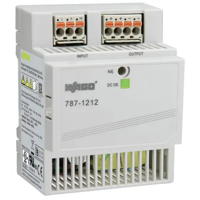 WAGO 787-1212 | Hutschienen-Netzteil 24V DC 2,5A | 1-phasig | regelbar | IP20 | Federzuganschluss