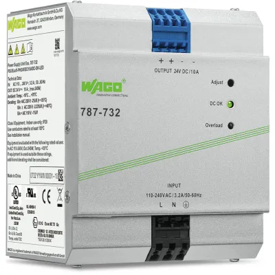 WAGO Stromversorgung 787-732 | Schaltnetzteil 24V DC 10A | einstellbar 22-28V | 240W | Hutschiene | IP20 | Eco