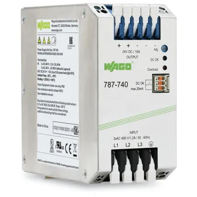 WAGO Stromversorgung 3-phasig 787-740 | Schaltnetzgerät 24V DC 10A | Hutschienenmontage | IP20
