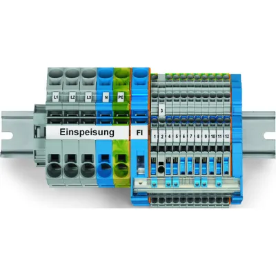 WAGO Unterverteiler-Set 821-104 | TOPJOB S Komplettset für 9 Wechselstrom- & 1 Drehstromkreis | FI-Schutz | grau
