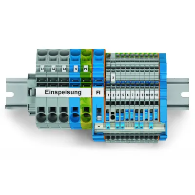 WAGO Unterverteiler-Set 821-104 | TOPJOB S Komplettset für 9 Wechselstrom- & 1 Drehstromkreis | FI-Schutz | grau