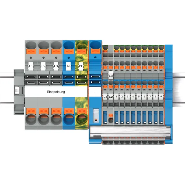 WAGO Unterverteiler-Set TOPJOB S 821-107 | FI-tauglich | Hutschiene TH35 | Federzuganschluss | 0,25-16mm² | Thermoplast