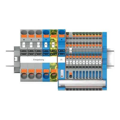 WAGO Unterverteiler-Set TOPJOB S 821-107 | FI-tauglich | Hutschiene TH35 | Federzuganschluss | 0,25-16mm² | Thermoplast