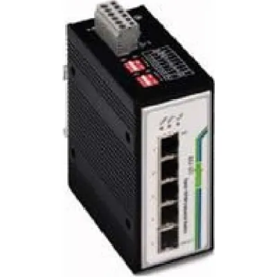 WAGO Industrial Switch 852-101 | 5-Port Ethernet Switch 10/100 Mbps RJ45 | Hutschiene | unmanageable | IP30 | schwarz