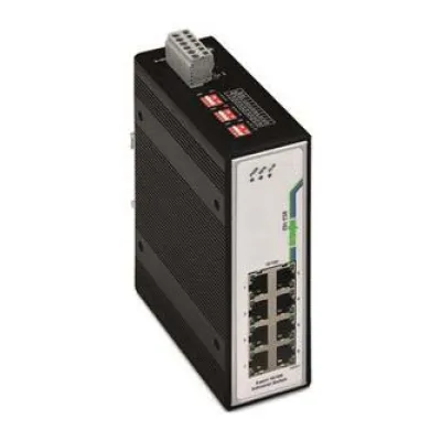 WAGO Industrial Ethernet Switch 852-102 | 8-Port 10/100Mbps RJ45 | Hutschiene | Layer 2 | IP30 | Schwarz