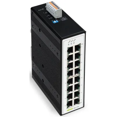 WAGO Industrial Switch 852-1106 | 16-Port Gigabit Ethernet | Unmanaged | Hutschiene | IP30 | schwarz