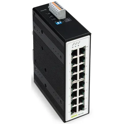 WAGO Industrial Switch 852-1106 | 16-Port Gigabit Ethernet | Unmanaged | Hutschiene | IP30 | schwarz
