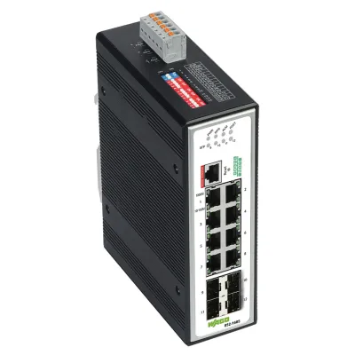 WAGO Industrial Managed Switch 852-1605 | 8x Gigabit RJ45 | 4x SFP | Layer 3 | PROFINET | Hutschiene | IP30 | schwarz