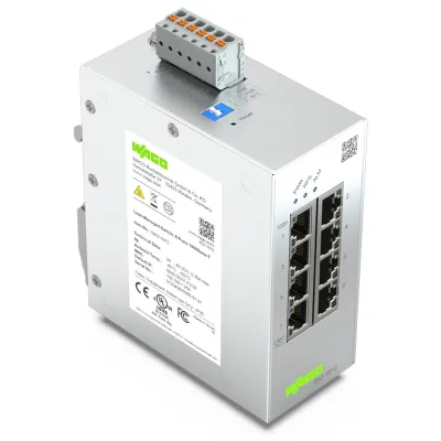 WAGO Lean-Managed-Switch 852-1812 | 8 Port Gigabit Ethernet | Hutschiene | Layer 2 | IP30 | lichtgrau