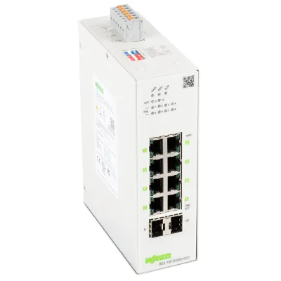 WAGO Lean-Managed Switch 852-1813/000-001 | 8x 1000BASE-T | 2x SFP | PoE+ 240W | Hutschiene | IP30 | Layer 2