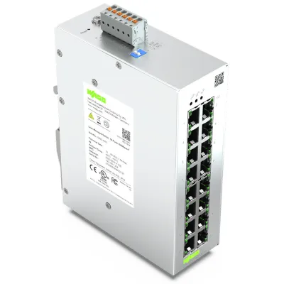 WAGO Lean-Managed-Switch 852-1816 | 16 Ports Gigabit Ethernet 1000Base-T | Layer 2 | Hutschiene | IP30 | lichtgrau