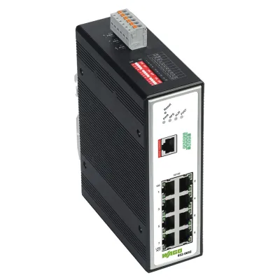 WAGO Industrial-Managed Switch 852-602 | 8x RJ45 10/100 Mbps | PROFINET | Layer 3 | Hutschiene | IP30 | schwarz