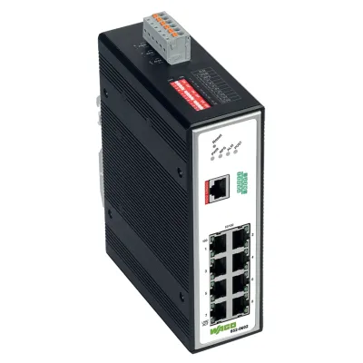 WAGO Industrial-Managed Switch 852-602 | 8x RJ45 10/100 Mbps | PROFINET | Layer 3 | Hutschiene | IP30 | schwarz