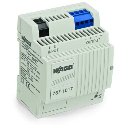 WAGO Stromversorgung 787-1017 | Schaltnetzteil 18V DC 2,4A | Ausgang 15–28V einstellbar | Hutschiene | 43W | IP20