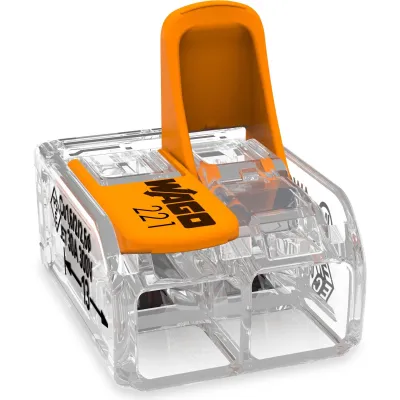 WAGO Verbindungsklemme 221-612 | 2-Leiter-Klemme | 0,5-6 mm² | mit Betätigungshebeln | max. 41A 450V | transparent