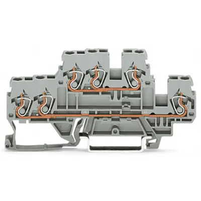 WAGO Doppelstockklemme 870-531 | 3-Leiter Reihenklemme | CAGE CLAMP | 0,08-4mm² | 2 Etagen | 24A | TH35 | grau