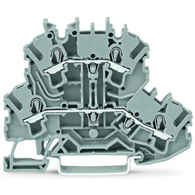 WAGO Doppelstockklemme 2002-2201 | Reihenklemme 2,5mm² | Push-in CAGE CLAMP | 2 Etagen | Hutschiene 35mm | grau