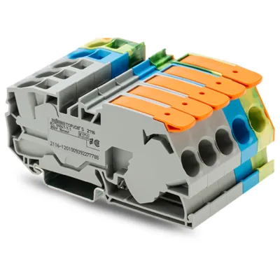 WAGO Drehstromset 2116-1201/605-038 | 5-polig | 63A | 0,5-25mm² | Hutschiene TH35 | Push-in CAGE CLAMP