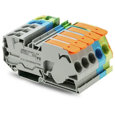 WAGO Drehstromset 2116-1201/605-038 | 5-polig | 63A | 0,5-25mm² | Hutschiene TH35 | Push-in CAGE CLAMP