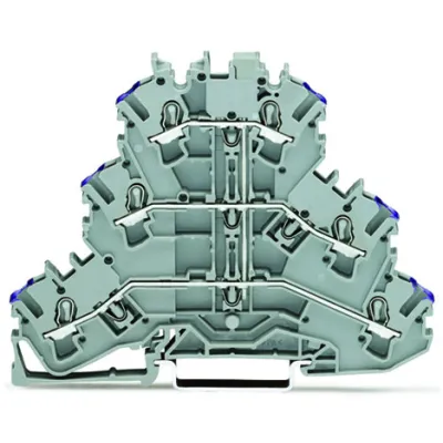 WAGO Dreistockklemme 2002-3208 | 6-Leiter-Durchgangsklemme | 3 Etagen | 2,5 mm² | Push-in CAGE CLAMP | 24A | grau