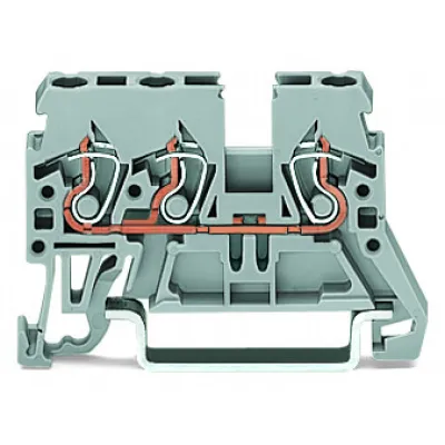WAGO 3-Leiter-Durchgangsklemme 870-681 | Reihenklemme 2,5 mm² | CAGE CLAMP | Hutschiene TH35 | 24A 500V | grau