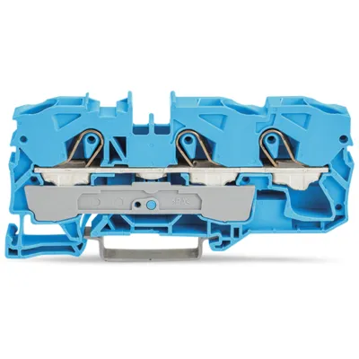 WAGO Durchgangsklemme 3-Leiter 2010-1304 | 10mm² | Push-in CAGE CLAMP | Ex e II & Ex i | Hutschiene TH35 | blau