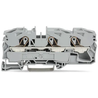 WAGO Durchgangsklemme 3-Leiter 2016-1301 | 16 mm² | Push-in CAGE CLAMP | Ex e II geeignet | Hutschiene TH35 | grau