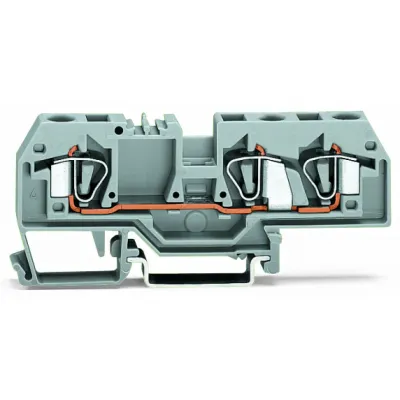 WAGO 3-Leiter-Durchgangsklemme 282-681 | Reihenklemme 0,2–6 mm² | TS35 Hutschiene | Federzug | 41A | grau