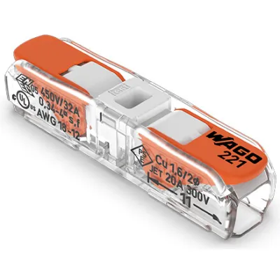 WAGO Durchgangsverbinder mit Hebel max. AWG12/4mm² 2-Leiter