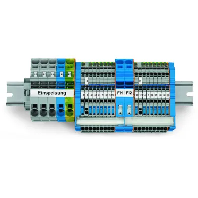 WAGO Hauptverteiler-Set TopJob S 821-122 | FI-Set für 2 FI | 14x Wechselstrom | 2x Drehstrom | Hutschiene