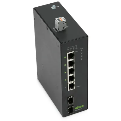 WAGO Industrial-ECO-Switch 852-1417 | 5 Port Gigabit Ethernet | 4x PoE+ 30W | 2x SFP | Hutschiene | IP30