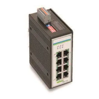 WAGO Industrial-Switch 852-1102 | 8-Port Gigabit Ethernet Switch | Hutschienenmontage | Unmanaged | IP30 | Schwarz