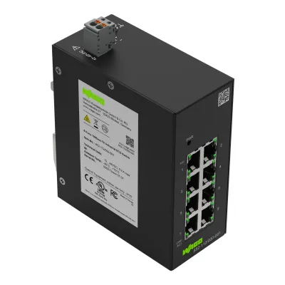 WAGO Industrial-ECO-Switch 852-112/000-001 | 8 Port 10/100Mbps | Unmanaged | Hutschiene | Layer 2 | IP30 | schwarz