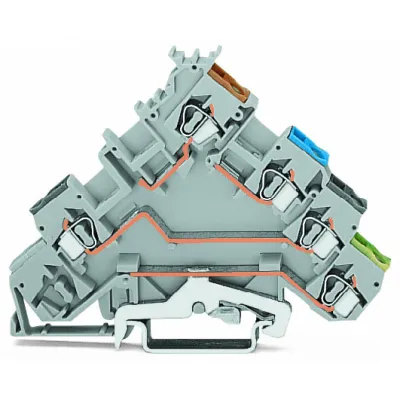 WAGO Initiatorenklemme 280-570 | 4-Leiter PE-Anschluss | CAGE CLAMP | 0,08-2,5 mm² | 20A | Hutschiene | grau