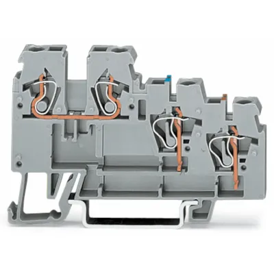 WAGO Initiatorenklemme 270-560 | 3-Leiter | Federzuganschluss | 0,08-2,5 mm² | 18A | 250V | Hutschiene | grau