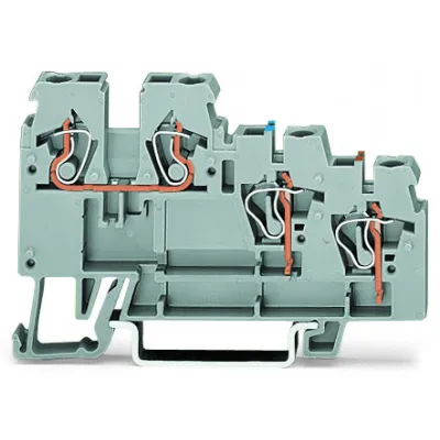 WAGO Initiatorenklemme 270-560 | 3-Leiter | Federzuganschluss | 0,08-2,5 mm² | 18A | 250V | Hutschiene | grau