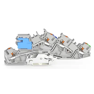 WAGO Installationsetagenklemme 2205-7641 | Push-in CAGE CLAMP | 4mm² | 3-polig | NT/L/PE | Hutschiene TH35 | grau