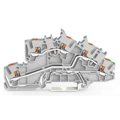 WAGO Installationsetagenklemme 2203-7645 | Push-in CAGE CLAMP | 2,5 mm² | 3-polig | Hutschiene | mit PE | grau