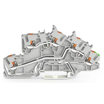 WAGO Installationsetagenklemme 2203-7645 | Push-in CAGE CLAMP | 2,5 mm² | 3-polig | Hutschiene | mit PE | grau