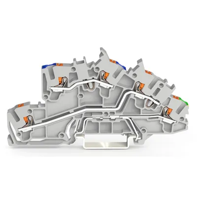 WAGO Installationsetagenklemme 2203-7646 | 3-polig | Push-in CAGE CLAMP | 2,5 mm² | 32A | TH35 | PE/N/L | grau