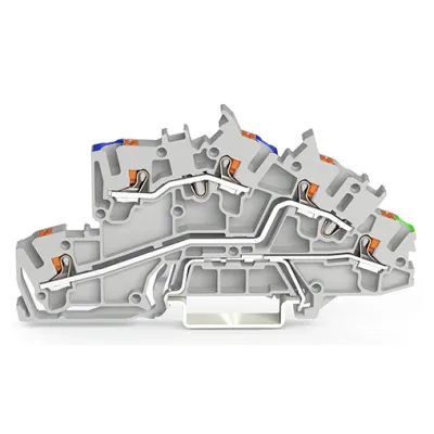 WAGO Installationsetagenklemme 2203-7646 | 3-polig | Push-in CAGE CLAMP | 2,5 mm² | 32A | TH35 | PE/N/L | grau