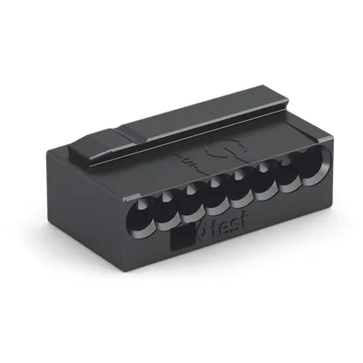 WAGO Verbindungsklemme 243-208 | Micro Dosenklemme 8-polig | 0,6–0,8 mm | 6A 100V | für Massivleiter | dunkelgrau