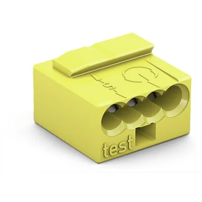 WAGO Verbindungsdosenklemme 243-504 | MICRO Steckklemme | 4-polig | 0,6-0,8mm | 100V 6A | für Massivleiter | gelb
