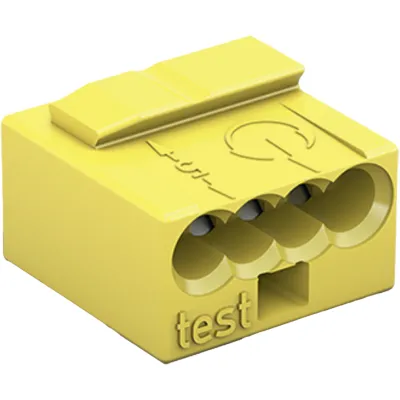 WAGO Verbindungsdosenklemme 243-504 | MICRO Steckklemme | 4-polig | 0,6-0,8mm | 100V 6A | für Massivleiter | gelb