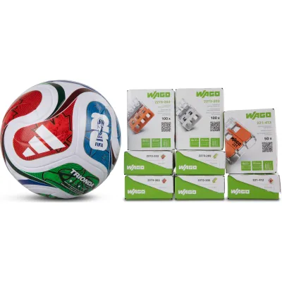 WAGO PROFI-SET 887-1199 Steckklemmen-Set mit Adidas WM 2026 Fußball | 650-teilig | transparent | Größe 5