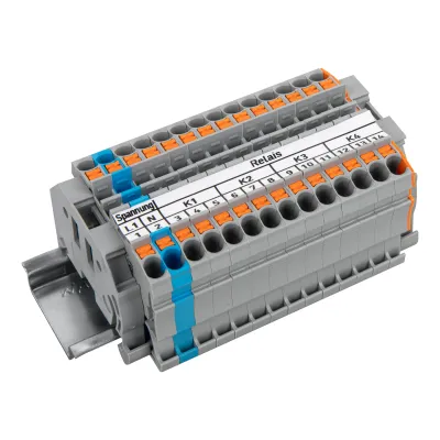 WAGO Relaisklemmenleiste 821-502 | 1 Etage | 28 Klemmstellen | 24A | 0,25-4mm² | TH35 Hutschiene | Ex e | grau
