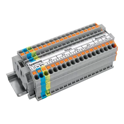 WAGO Verteilerblock 821-504 | 24A | 0,25-4mm² | 1 Etage | 38 Klemmen | Push-in CAGE CLAMP | Hutschiene