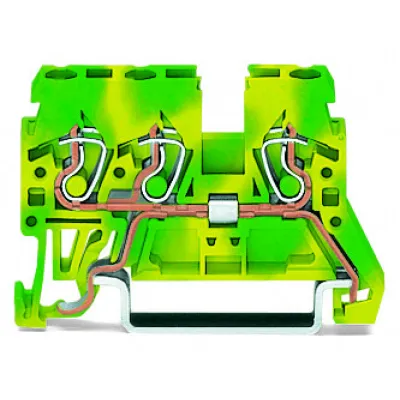 WAGO Schutzleiterklemme 870-687 | 3-Leiter Reihenklemme | 2,5 mm² | CAGE CLAMP | Hutschiene TH35 | grün/gelb